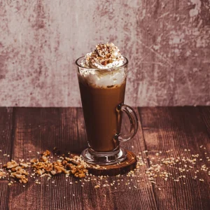 Milk coffee with nuts