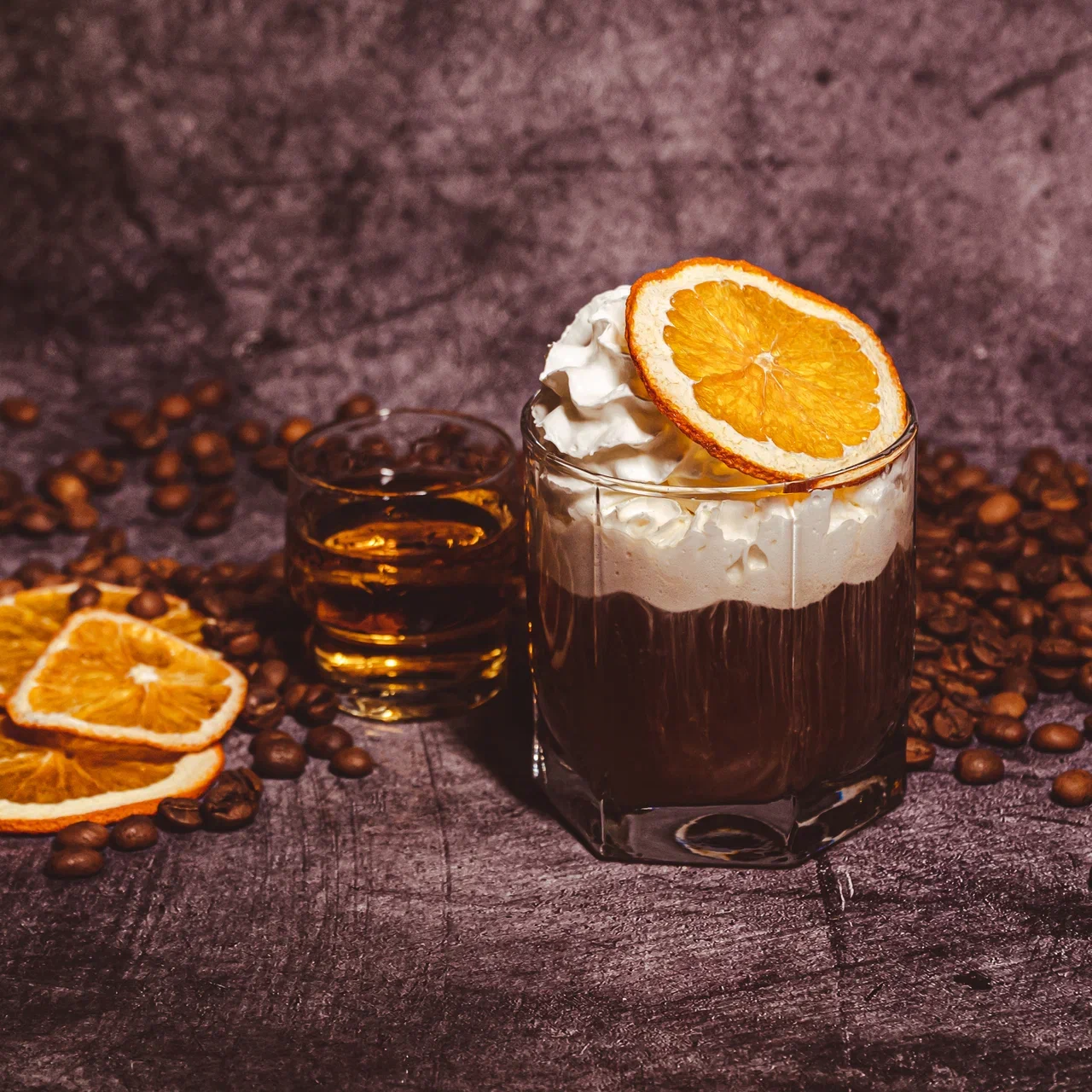 Orange coffee with whisky